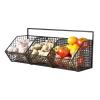 3-Compartment Storage Baskets, Hanging Wall Baskets, Stainless Steel Kitchen Rack, Onion/Garlic Organizer, Drainage Grooves Prevent Moisture, Pantry Storage Solution view 1