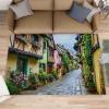 2x3 Tuscan Town Rug - Italian Landscape Doormat Outdoor Entrance, Small Town Street Scenery Laundry Room Carpet Non Slip Accent Throw Rugs for Bathroom Kitchen Sink Front Door view 1