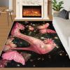 2x3 Pink Floral High Heel Rug - Butterfly Stiletto Doormat Outdoor Entrance, Fantasy Fashion Poster Laundry Room Carpet Non Slip Accent Throw Rugs for Bathroom Kitchen Sink Front Door view 2