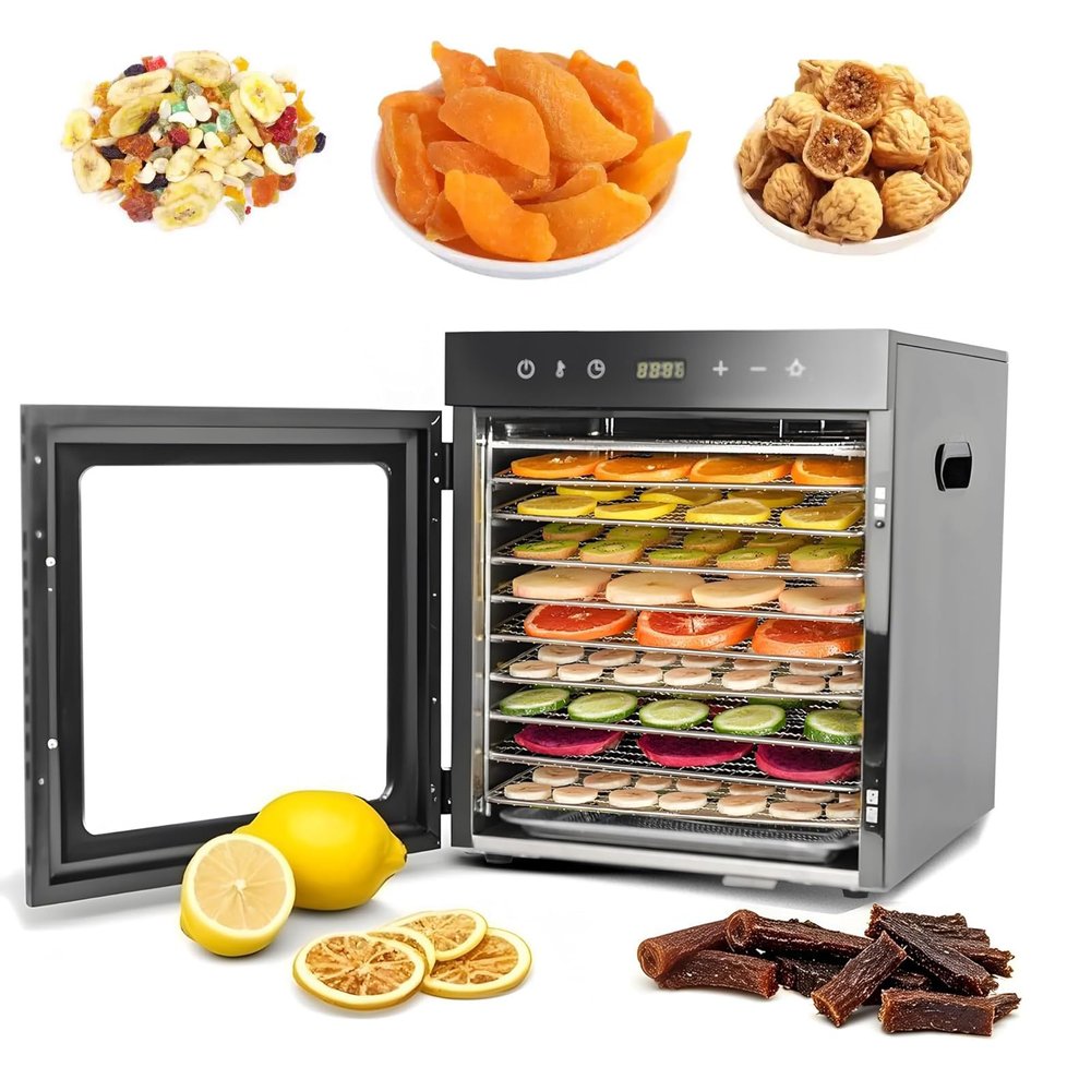 Food Dehydrator Machine,10 Stainless Steel Dehydrator Trays, 24H Timer & 190oF Temp Control, Commercial Freeze Dryer Machine, Fruit Dryer for Meat, Jerky, Herbs & Candy