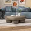 24/7 Shop at Home Kavren Modern 37-inch Oval Glossy Low Profile Coffee Table, Stone Shape Living Room Furniture for Small Space, Dark Brown view 1