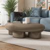 24/7 Shop at Home Kavren Modern 37-inch Oval Glossy Low Profile Coffee Table, Stone Shape Living Room Furniture for Small Space, Dark Brown view 3