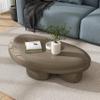 24/7 Shop at Home Kavren Modern 37-inch Oval Glossy Low Profile Coffee Table, Stone Shape Living Room Furniture for Small Space, Dark Brown view 4