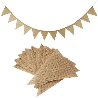 10PackLinen Banner Burlap Multicolor Triangles Flags Hanging Pennant Decor Vintage Hessian Bunting Wedding Decoration Garland(13pcs Solid Color)