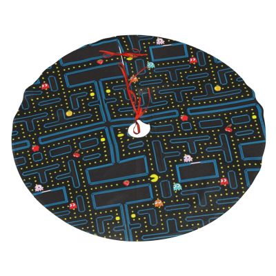 Christmas Tree Plush Skirt 36 inch Retro Video Game Pattern Christmas Tree Skirt Ornaments Xmas Tree Skirts for Christmas Thanksgiving Holiday Home Decoration New Year Party