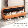Faux Leather Storage Ottoman Bench, Upholstered End of Bed Storage Bench, Shoe Bench, Bedroom Storage (Grey, 80x40x45cm)(Blue,39x16x18inch) view 3