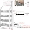 PPXCZZ 4-Tier Carbon Steel Display Rack with Hooks, Multi-Purpose Snack, Drink, and Kitchen Organizer Shelf, 50x27cm / 60x27cm view 2