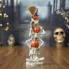 Rekeell Halloween Stacked Skeleton Pumpkin Head Figurine, Trick or Treat Sign, Holiday Home Decor view 2