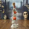 Rekeell Halloween Stacked Skeleton Pumpkin Head Figurine, Trick or Treat Sign, Holiday Home Decor view 4