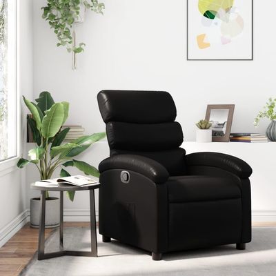 WRJENFSC Recliner Chair for Living Room Black Faux Leather Adjustable Lounge Chair with Comfy Padding and Stain Resistant Material for Home Theater Reading Nook