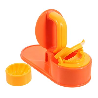 PRETYZOOM Labor Saving Dumpling Presser Mold for Kitchen Dough Wrapper Press Handle Practical Manual Dumpling Maker for Beginners Easy DIY Bright Orange