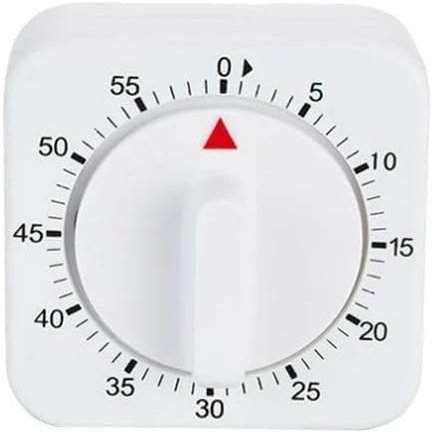 White Timer Clock Square 60-Minute Mechanical Kitchen Timer, No Batteries Required Ideal for Cooking Baking and Kitchen Timer, Wind up Visual Cooking Clock with Loud Alarm, Kitchen Supplies
