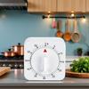 White Timer Clock Square 60-Minute Mechanical Kitchen Timer, No Batteries Required Ideal for Cooking Baking and Kitchen Timer, Wind up Visual Cooking Clock with Loud Alarm, Kitchen Supplies view 4