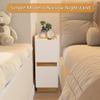 DAELIFKER Narrow Night Stands, Modern Slim Nightstand Set of 2, Wooden Skinny Bedside Table 2 Drawers, Stackable Narrow Side Table with Drawers for Small Spaces, Bedroom, Living Room, White view 2