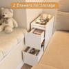 DAELIFKER Narrow Night Stands, Modern Slim Nightstand Set of 2, Wooden Skinny Bedside Table 2 Drawers, Stackable Narrow Side Table with Drawers for Small Spaces, Bedroom, Living Room, White view 3