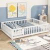 Bellemave Full Floor Bed with Slats and Safety Guardrails, Kids Montessori Floor Beds with Fence and Door, Easy Assemble Floor Bed for Kids, Girls, Boys, White view 4