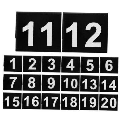 Cabilock 20pcs Double Sided Acrylic Table Numbers V Shaped Place Cards for Weddings Receptions Conferences Black Base White Numbers Standing