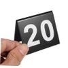 Cabilock 20pcs Double Sided Acrylic Table Numbers V Shaped Place Cards for Weddings Receptions Conferences Black Base White Numbers Standing view 4