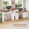 SEDETA Farmhouse L Shaped Electric Standing Desk, 63" x 67" Height Adjustable Home Office Executive Desk with Drawers and Shelves, Standing Computer Desks with Power Outlet for Home Office, White view 4