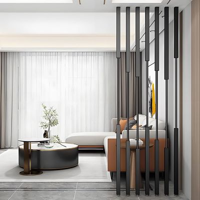 7 Pcs Adjustable Height Iron Room Divider - Gold Privacy Screen for Home Office & Space Separation(Black,110cm)