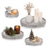 4Pcs Wooden Decorative Tray Riser Candle Holder, Rustic Round Serving Trays for Coffee Table Ottoman, Table Centerpieces Tealight Pillar Perfume Tray for Xmas Wedding Home Decor Farmhouse Bathroom view 1