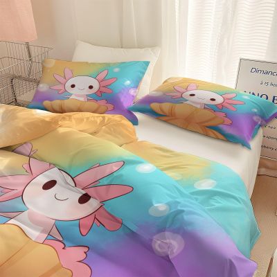 Cartoon Salamander with Seashell Duvet Cover Set Full Reversible Rainbow Bedding Set, Luxury Hotel Quality 3 Pieces Duvet Comforter Cover - Soft Breathable Brushed Microfiber Bedding