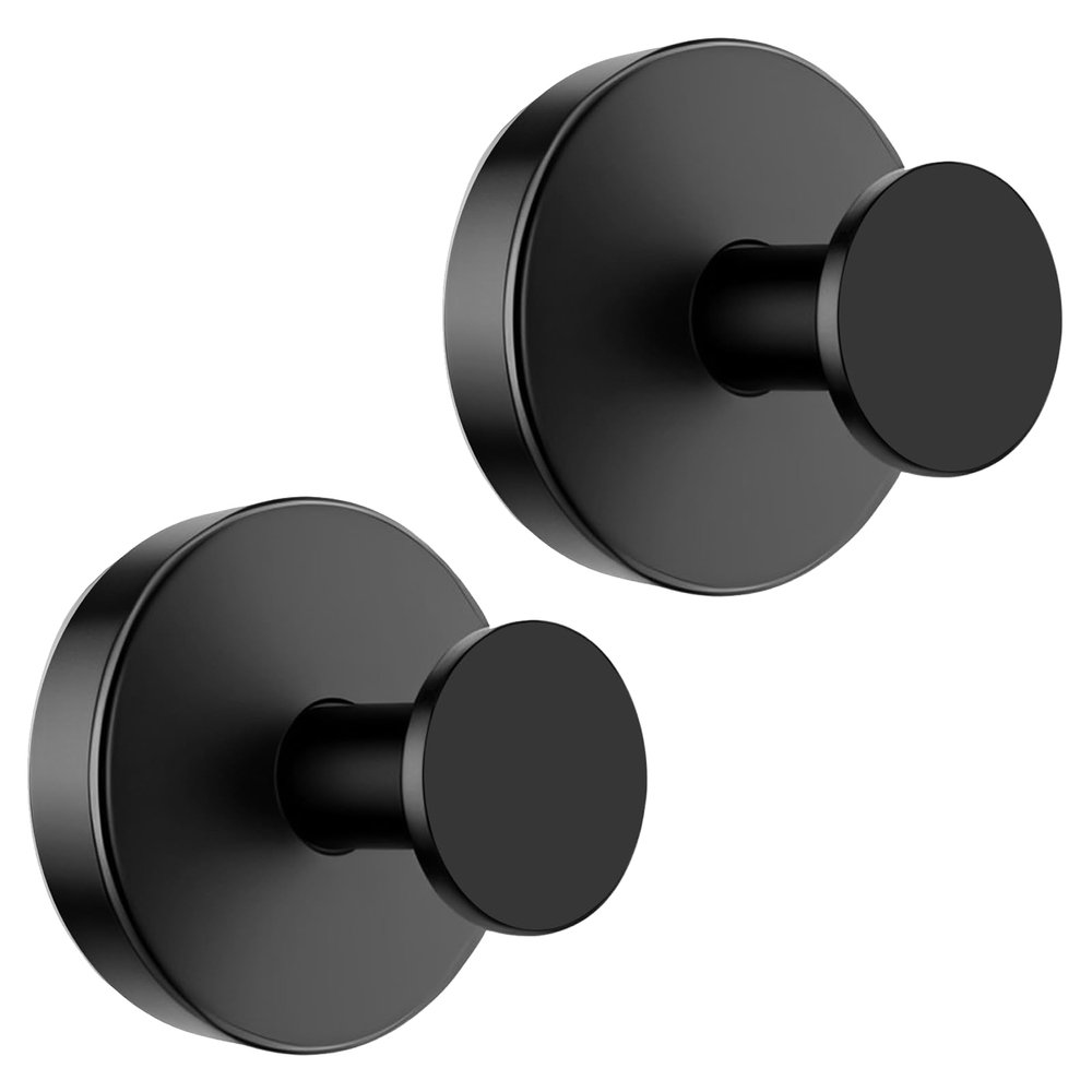 BKV Suction Cup Hooks for Glass Window,Removable Shower Hooks for Inside Shower,Metal Towel Hooks for Bathrooms,2 Pack(Black)