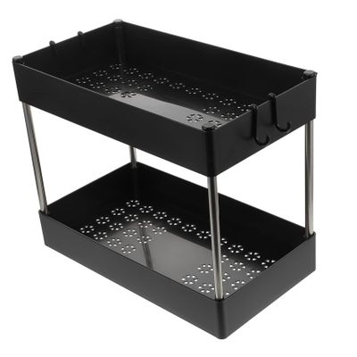 Cabilock Black ABS Dual Layer Spice Rack Organizer Seasoning Bottles