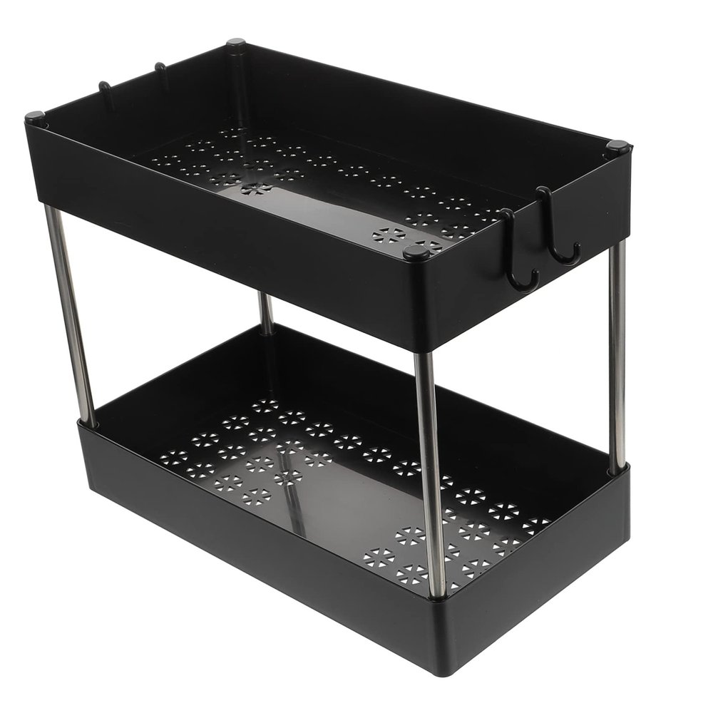 Cabilock Black ABS Dual Layer Spice Rack Organizer Seasoning Bottles