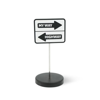GOOFBALLS Mini Desk Street Sign - Cute & Quirky Office Decor for Desk, Shelf, or Workspace Fun Tiny Collectible Statue for Adults, Coworkers, or Home Office Gift - My Way Highway