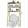 Livilord 3-Tier Over The Toilet Storage, Freestanding Metal Bathroom Shelves with 4 Hooks, Over Toilet Storage Shelf with Paper Holder, Above The Toilet Shelf for Bathroom Storage, Gold view 1