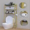 Livilord 3-Tier Over The Toilet Storage, Freestanding Metal Bathroom Shelves with 4 Hooks, Over Toilet Storage Shelf with Paper Holder, Above The Toilet Shelf for Bathroom Storage, Gold view 2
