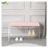 Entryway Shoe Rack Bench,Acrylic Shoe Rack Storage Bench Comfy Upholstered Bench,Shoe Organizer Modern Footrest Stool Ottoman Bench for Living Room Hallway Closet Shoe Storage(Pink,80*32*45cm) view 2