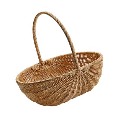 Wakauto Multi Functional Handheld Woven Basket with Sturdy Handle for Fruit Picking Picnic and Rustic Storage Large Artistic Design Suitable for Indoor and Outdoor Use