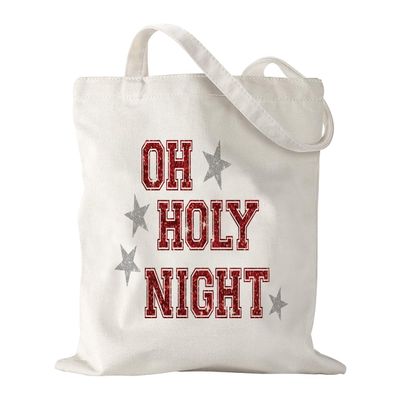 Aesthetic Christmas Tote Bag for Women Friends Canvas Tote Bags for Vacation Shopping Work Gym Christmas Birthday Gifts for Womens Aunt Mom - Oh Holy Night Totes
