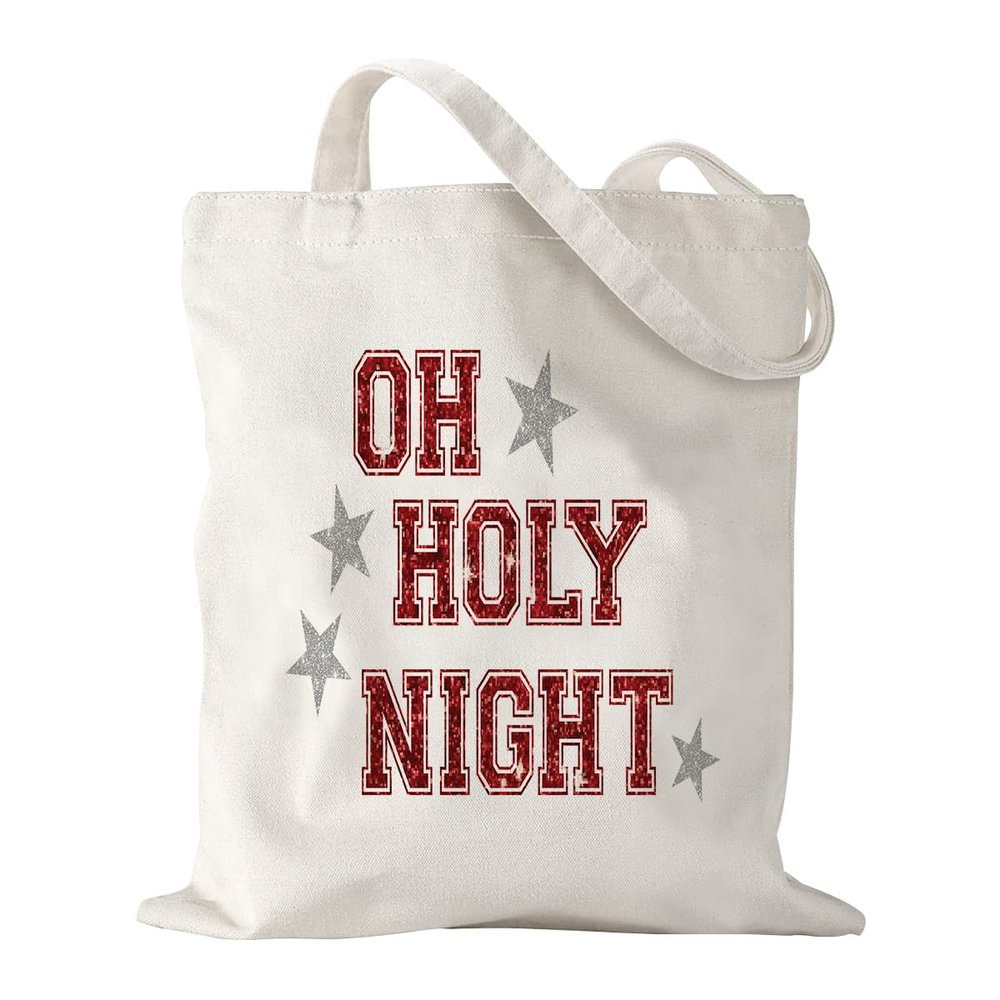 Aesthetic Christmas Tote Bag for Women Friends Canvas Tote Bags for Vacation Shopping Work Gym Christmas Birthday Gifts for Womens Aunt Mom - Oh Holy Night Totes