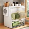 3 Tier Over The Sink dish racks with Flip-Cover Cabinet Doors,Large Kitchen Counter Organization rack,space saving kitchen sink organizer countertop,Carbon Steel,for Dishes, Glasses,Bowls(White) view 1
