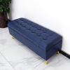 Blue Faux Leather Storage Bench, Thickened Upholstered End of Bed Seat with Storage, Stylish Home Living Furniture, 60x40x43cm, Ideal for Bedroom or Living Room view 1