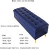 Blue Faux Leather Storage Bench, Thickened Upholstered End of Bed Seat with Storage, Stylish Home Living Furniture, 60x40x43cm, Ideal for Bedroom or Living Room view 2