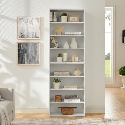8-Tier CD/DVD Storage Tower with Adjustable Shelves Can Be Disassembled Into Two 4-layer Storage Bookcases Display Bookshelf Multi-Functional Double-Layer Bookcase for Home and Office (White+23.62W)