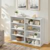 8-Tier CD/DVD Storage Tower with Adjustable Shelves Can Be Disassembled Into Two 4-layer Storage Bookcases Display Bookshelf Multi-Functional Double-Layer Bookcase for Home and Office (White+23.62W) view 4