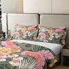 100% Cotton Leopard Print Plants Duvet Cover Pink Green Palm Leaves Retro Rose Bedding Set for Kids Teens Adults Afican Wildlife Skin Print Quilt Cover,1 Pillowcase(No Comforter) Twin Size 2 Pcs view 4