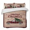 BketraquerC Twin XL Quilt Set, Retro Farm Plaid Car Lightweight Soft Microfiber Summer Bedspread Coverlet with 2 Pillow Shams, Buffalo Grid Xmas Tree on Wood Grain 3 Piece Bedding Set for All Seasons view 1