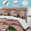 BketraquerC Twin XL Quilt Set, Retro Farm Plaid Car Lightweight Soft Microfiber Summer Bedspread Coverlet with 2 Pillow Shams, Buffalo Grid Xmas Tree on Wood Grain 3 Piece Bedding Set for All Seasons view 4