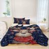 Full Quilt Set, Reindeer Xmas Ball Winter Snowflakes Lightweight Soft Microfiber Summer Bedspread Coverlet with 2 Pillow Shams, Blue Black Buffalo Check 3 Piece Bedding Set for All Seasons view 1