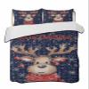 Full Quilt Set, Reindeer Xmas Ball Winter Snowflakes Lightweight Soft Microfiber Summer Bedspread Coverlet with 2 Pillow Shams, Blue Black Buffalo Check 3 Piece Bedding Set for All Seasons view 3