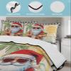 Twin XL Quilt Set, Merry Christmas Santa Claus Beach Vacation Lightweight Soft Microfiber Summer Bedspread Coverlet with 2 Pillow Shams, Hawaii Palm Trees Checker 3 Piece Bedding Set for All Seasons view 4