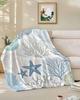 Fleece Throw Blanket,Blue Ocean Shells Coral Lightweight Warm Coverlet Cozy Soft Flannel Blankets for Couch Bed Sofa Camping for All Seasons Conch Starfish Marine Life Blanket 50x80In view 2