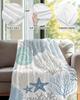 Fleece Throw Blanket,Blue Ocean Shells Coral Lightweight Warm Coverlet Cozy Soft Flannel Blankets for Couch Bed Sofa Camping for All Seasons Conch Starfish Marine Life Blanket 50x80In view 4