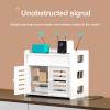 WiFi Router Storage Cabinet Hidden Box, Floor Standing Router Storage Box Modem, Invisible Storage Double-Deck Shelf for Home and Office(Brown,14.2x8.7x11.8in) view 3